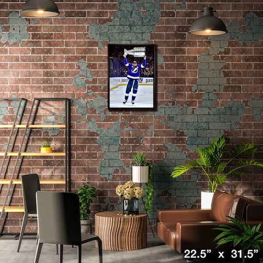 Steven Stamkos Tampa Bay Lightning Framed 20" x 29" Lifting 2021 Stanley Cup Canvas 22.5" x 31.5"